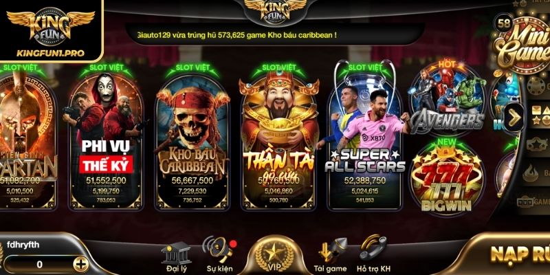 Kho game slot đa dạng phong phú