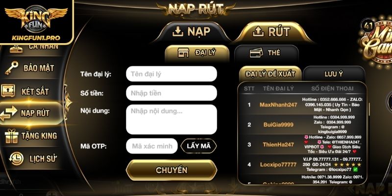 Những điều kiện cần thiết để rút tiền KINGFUN